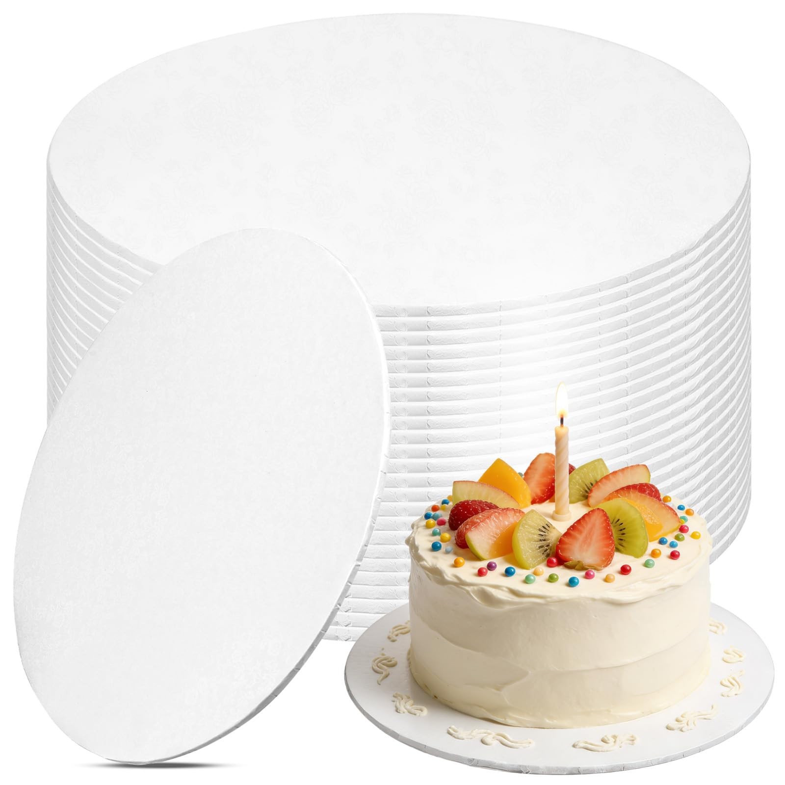 12 PCS 12 Inch White Cake Boards 1/4 Inch Thick Round Cardboard Circle Base
