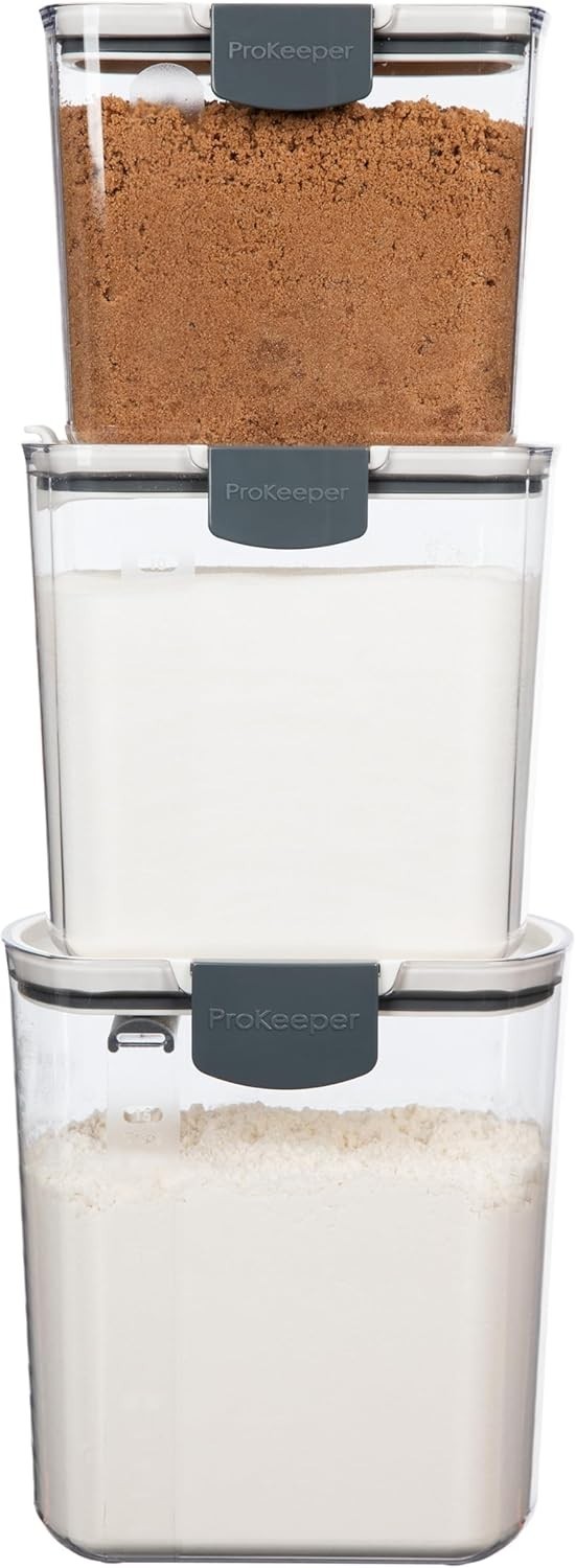 Elegant 3-Piece Baking Storage Set with Airtight Flour, Sugar Canisters – 9.7Q