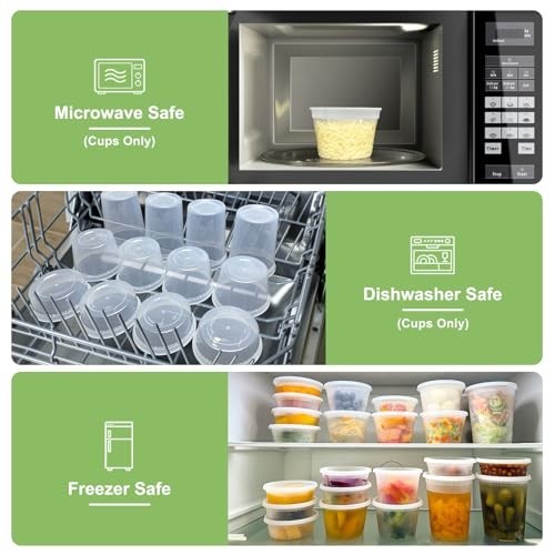 60 Sets Deli Containers 32/16/8 oz – Leak-Proof BPA Free Food Storage, Microwave