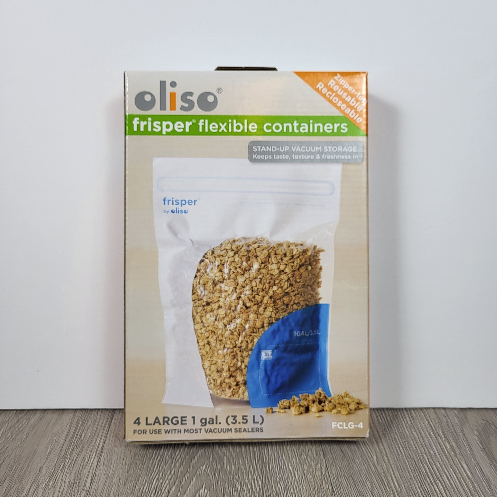 Oliso Frisper Flexible One Gallon Containers Stand Up Vacuum Storage Quantity 4
