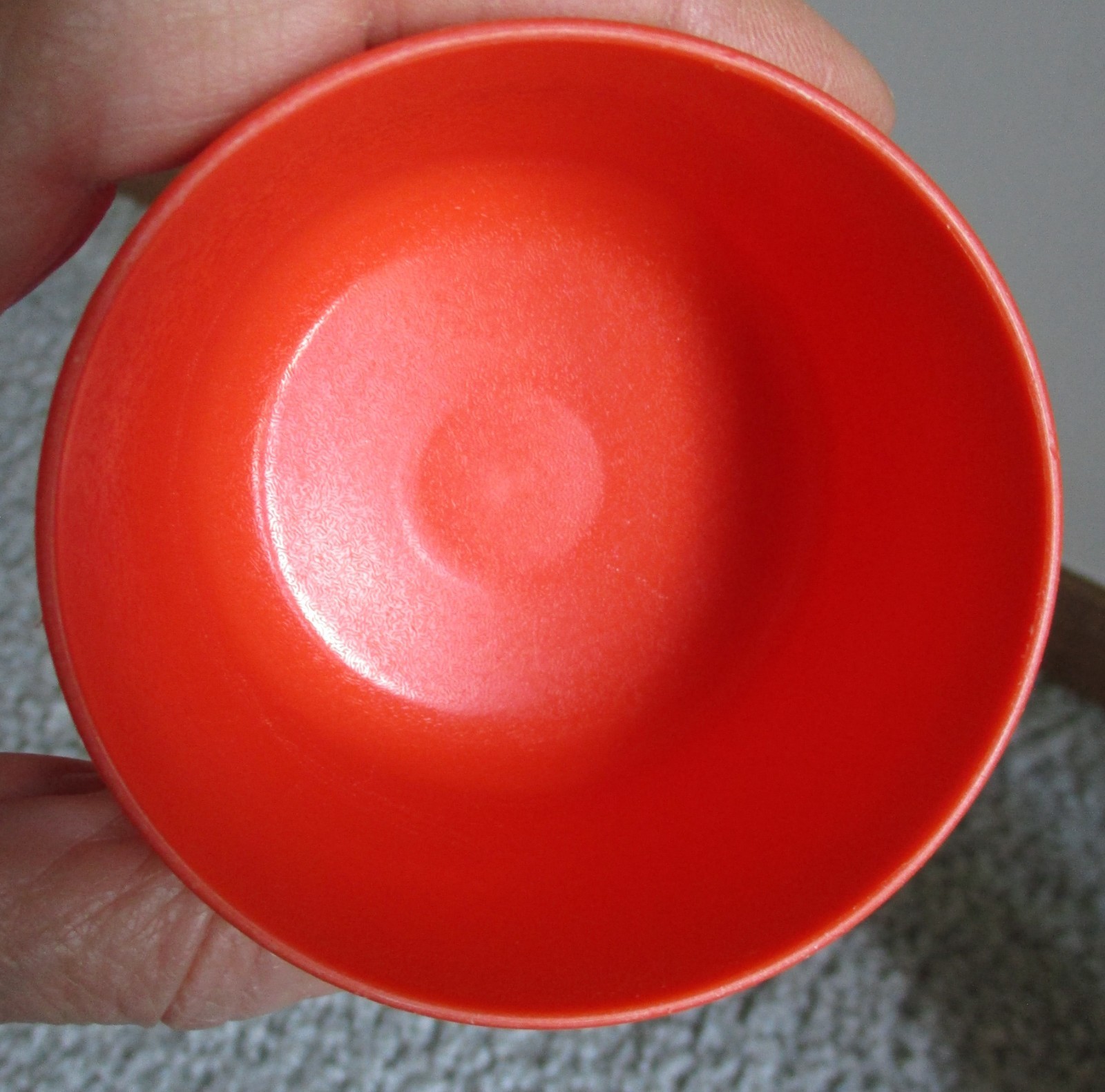 Vintage Tupperware Set of 3-Orange Snack Cups-4 oz. #1229 & Lid Seals #297