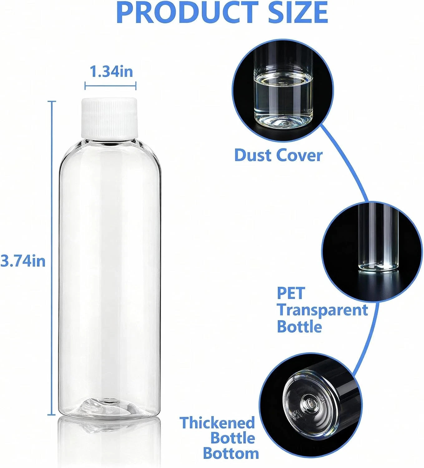 6 Pack 2 Oz (60Ml) Clear Plastic Shot Bottles with Caps – Small Bottles for Heal