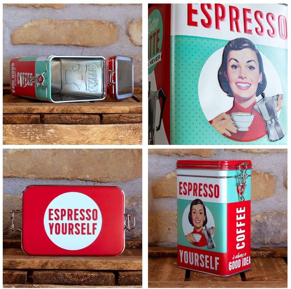 Nostalgic-Art – Metal Food Coffee Sugar Storage Tin Container Box – Espresso