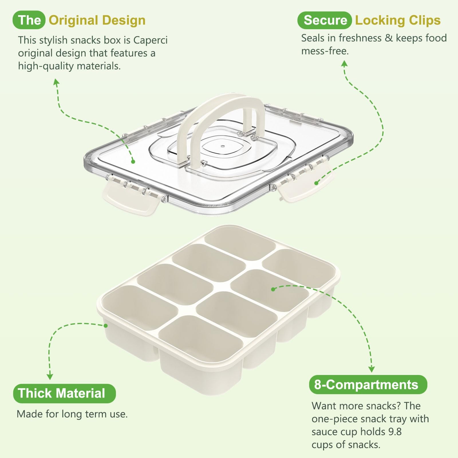 2 Pack Snackle Box Container – Large Heavy Duty 8 Compartments Divided Servin…