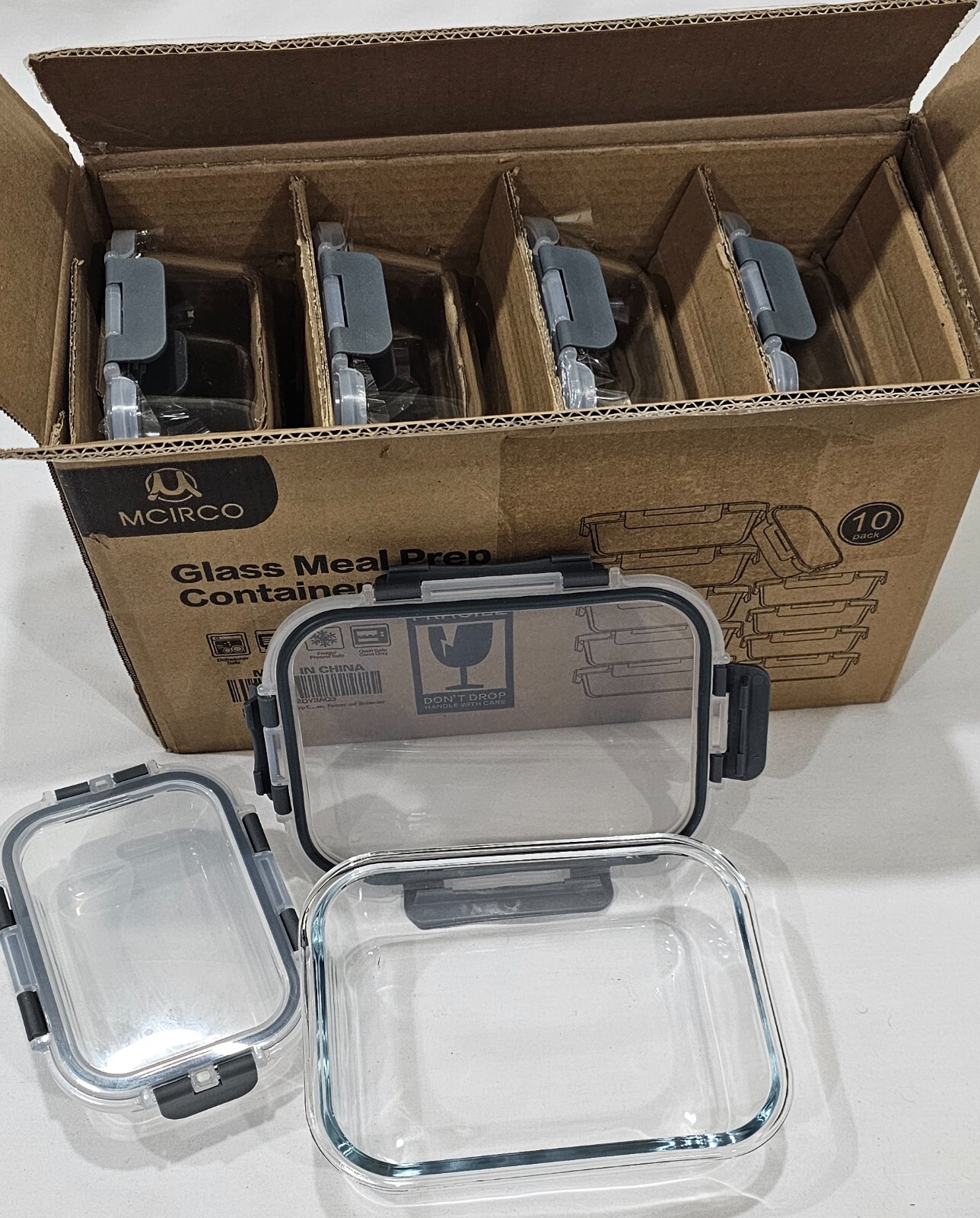 M MCIRCO Glass Meal Prep Containers with Lids 10-Pack Glass Food Storage