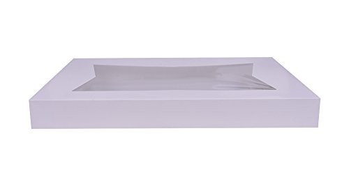 White Bakery Box Top with Cellophane Window 26.5 x 18.625 x 3 Inches