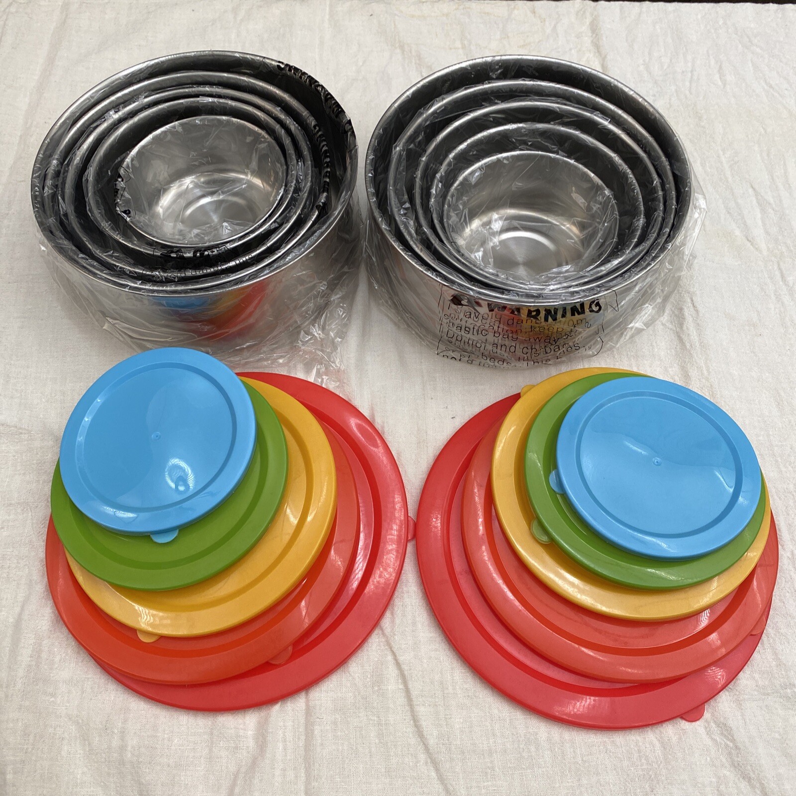 BRAND NEW Imperial Home 10 Stainless Steel Bowls with Lids, 20 pcs total