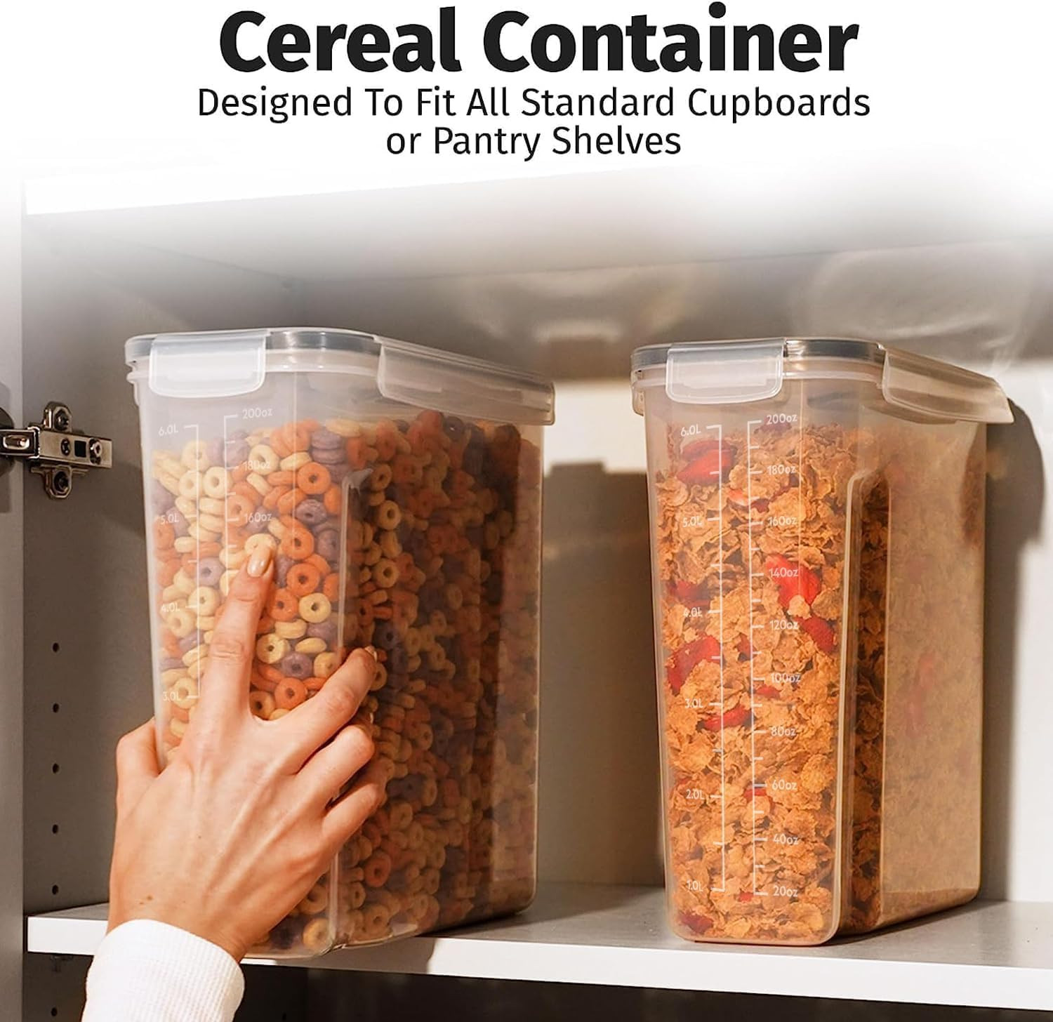 Shazo 2 Pack (6.3L / 213OZ) EXTRA Large Airtight Food Storage Cereal Containers
