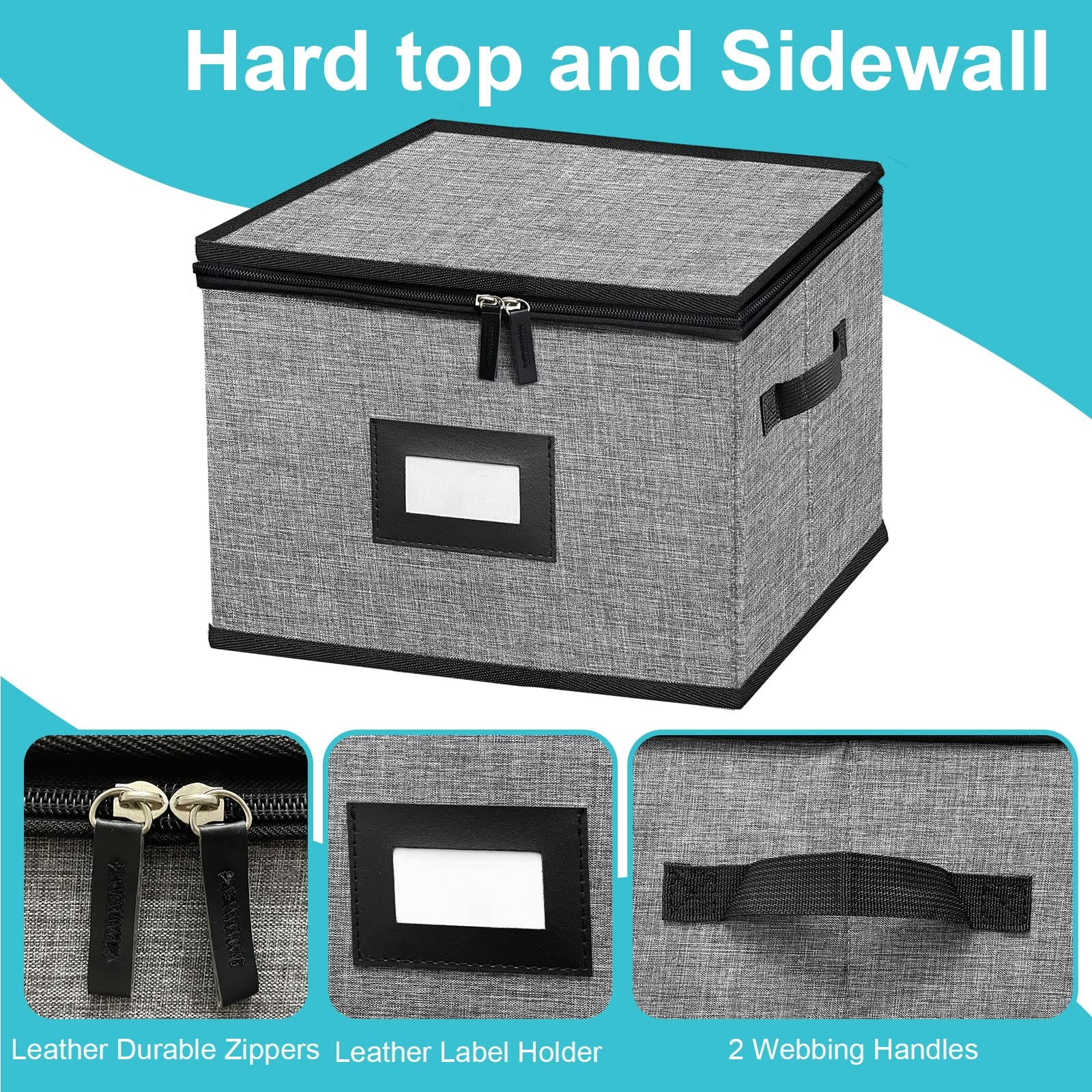 ouruer China Storage Containers-Quilted Dish Containers Dark Grey