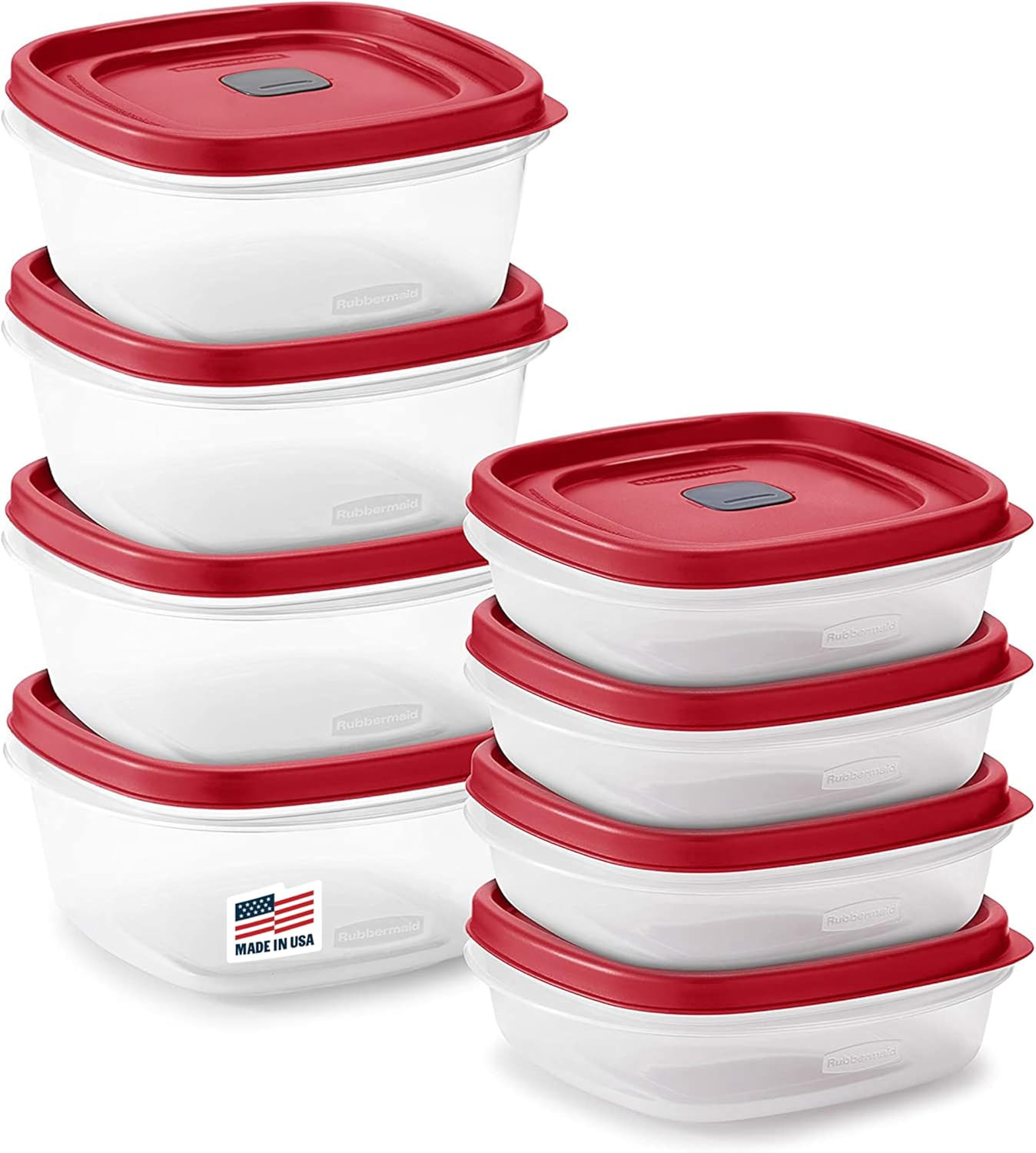 16-Piece Bpa-Free Plastic Food Storage Set, Red Vented Lids – Microwave, Dishwas