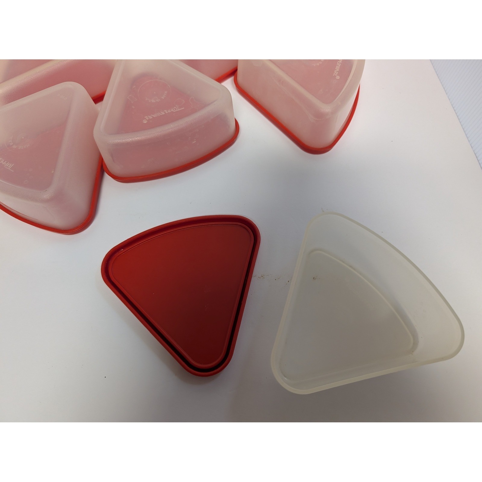 Tupperware Vintage Pie Wedge Containers Set of 6 Red Seals 1799 Made in USA
