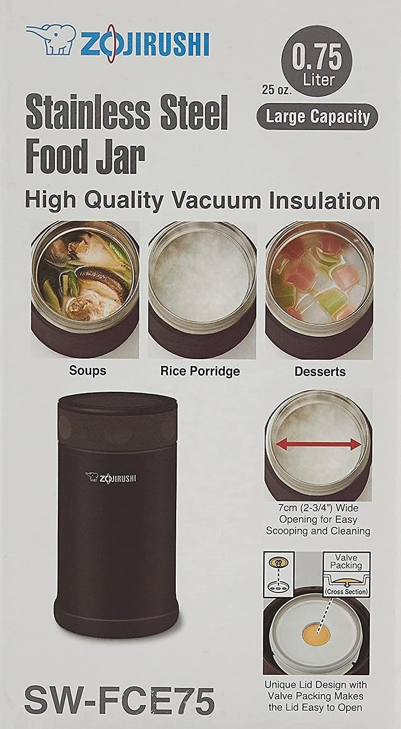Zojirushi Stainless Steel Food Jar 25-Ounce Dark Brown Sw-Fce75Td