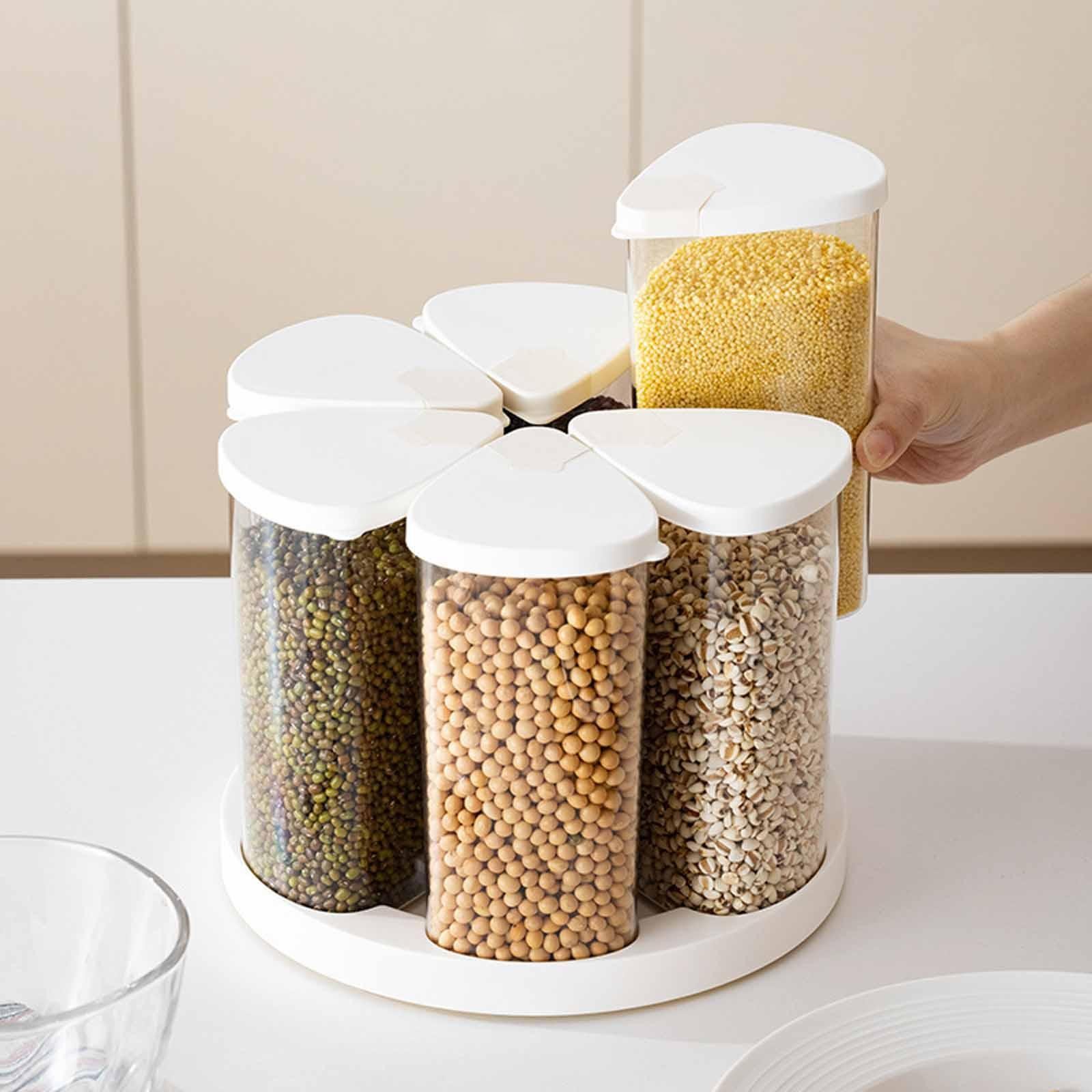 Rotation Food Storage Container Grain Dispenser Holder Sealed Bin Canister