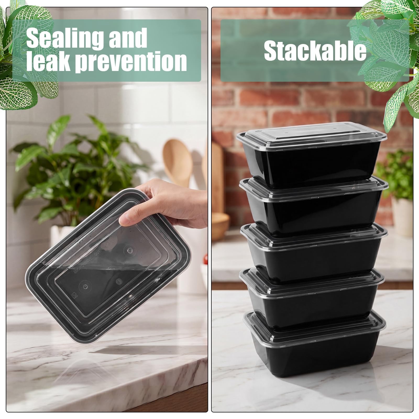 50 Pack Meal Prep Bowls with Lids 50 oz Rectangle Food Storage Containers Dis…