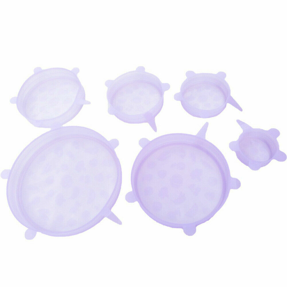 6pcs Reusable & Adjustable Universal Silicone Food Covers, Stretch Bowl Wrap Lid