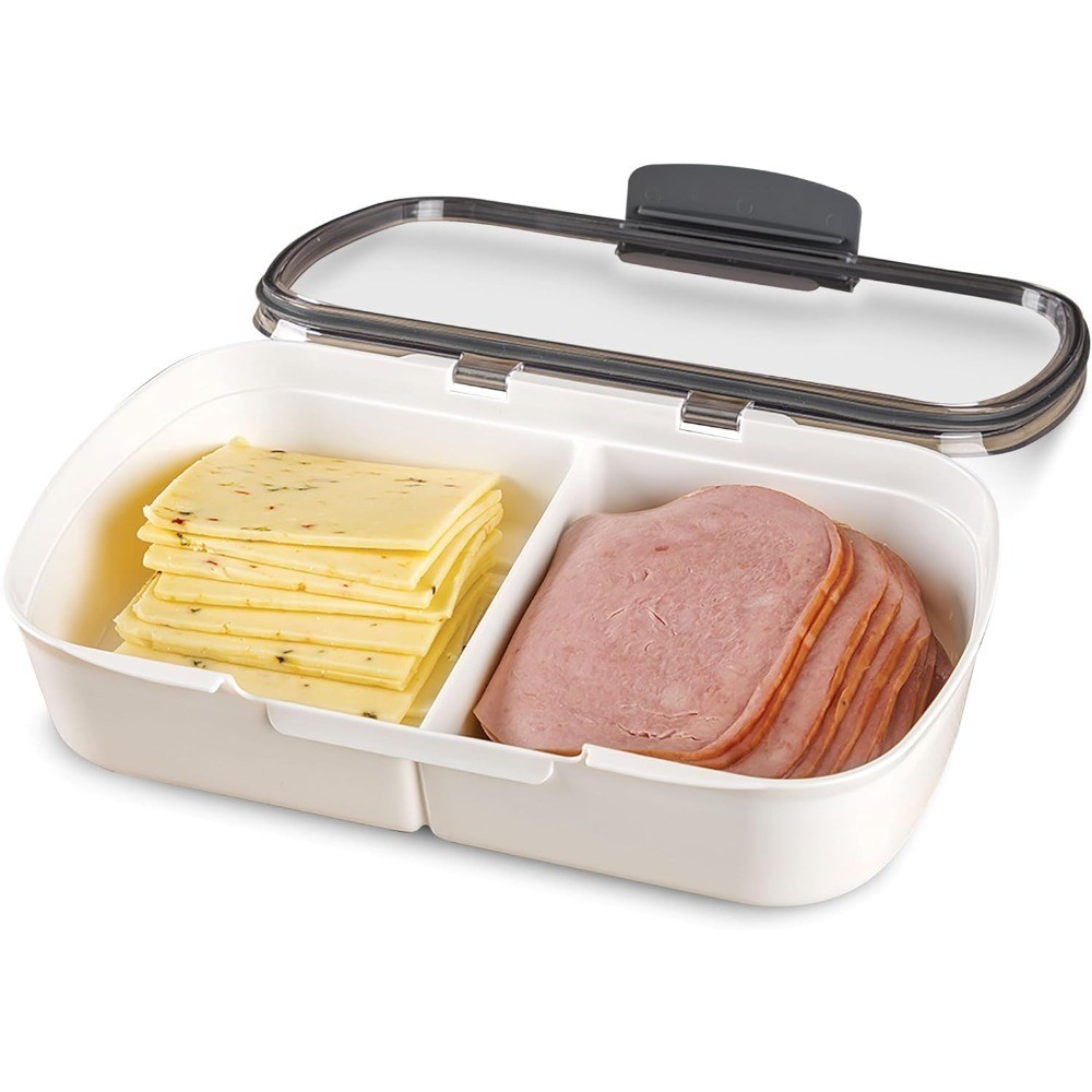 Split Deli Food Storage Container with Air-Tight Silicone Seal and Dry Erase