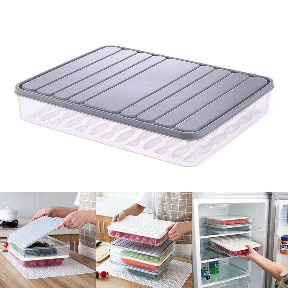 Food Storage Containers 11.02×8.85×1.81″ Vegetable Organizer with Lid Clear F…