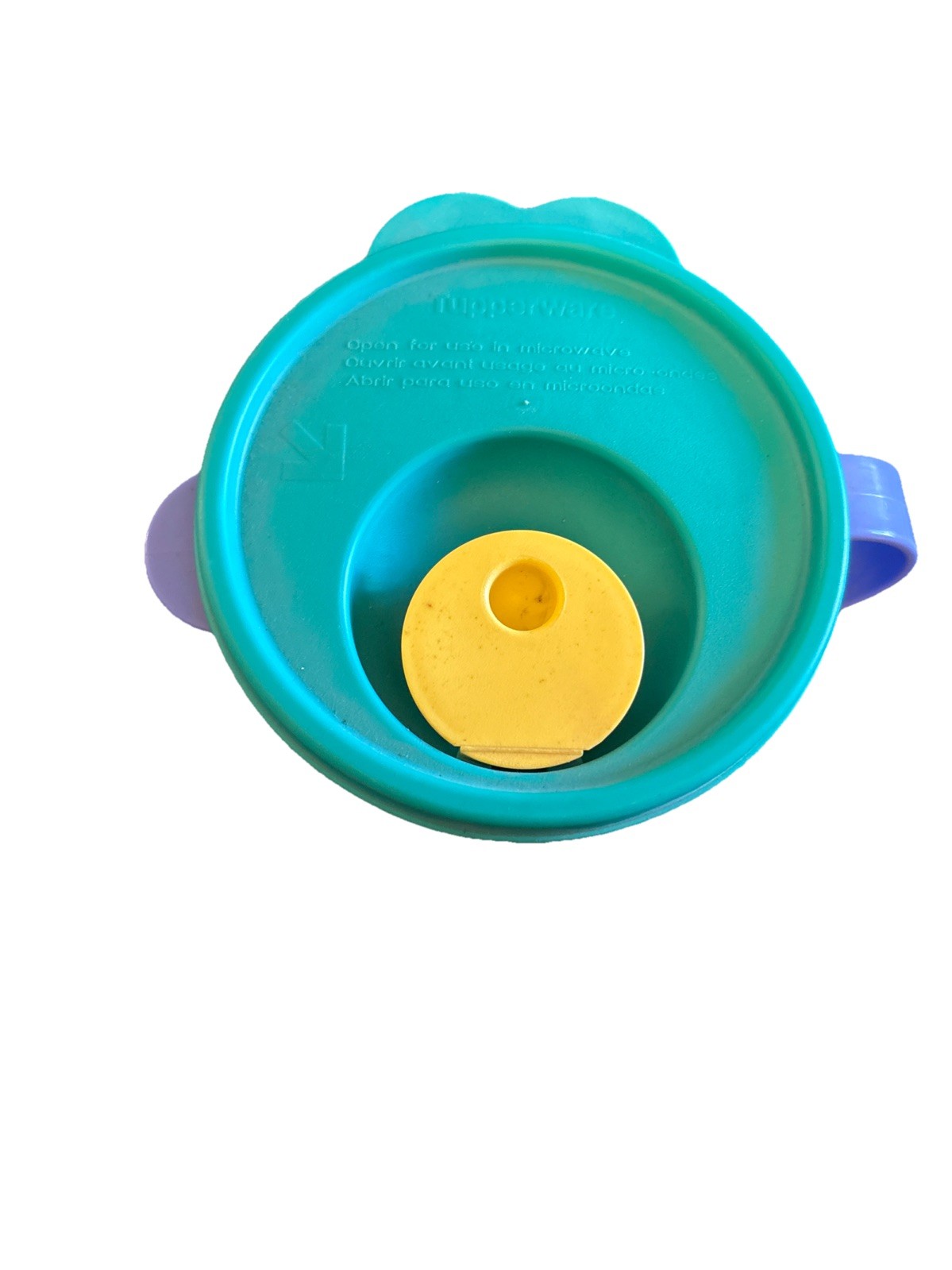 Vintage Tupperware CrystalWave 16oz Microwave Cup #3155B Teal Blue Vented Lid