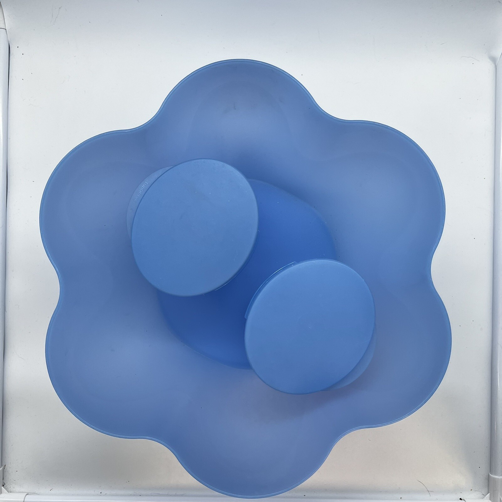 Tupperware Open House Chip ‘N Dip Serving Bowl Complete 3Pc Set 4624A-1 BLUE