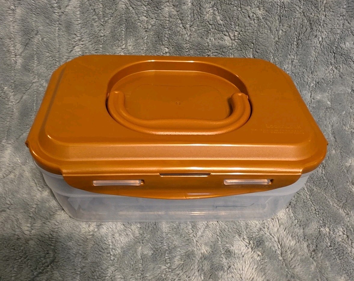 LocknLock Brand Clear Plastic Copper Lidded Food Storage System 4pc Nested NEW
