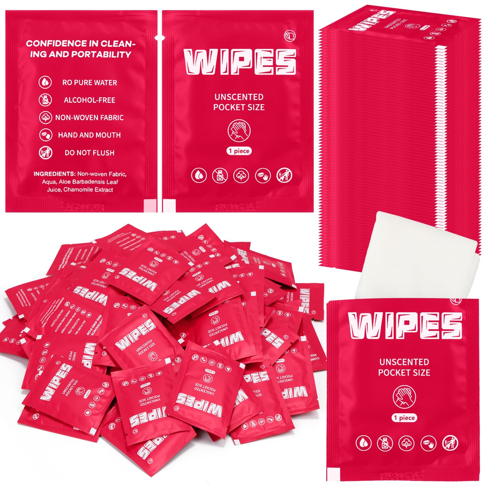 Lounsweer 500 Count Wet Wipes Individually Wrapped Unscented Flushable