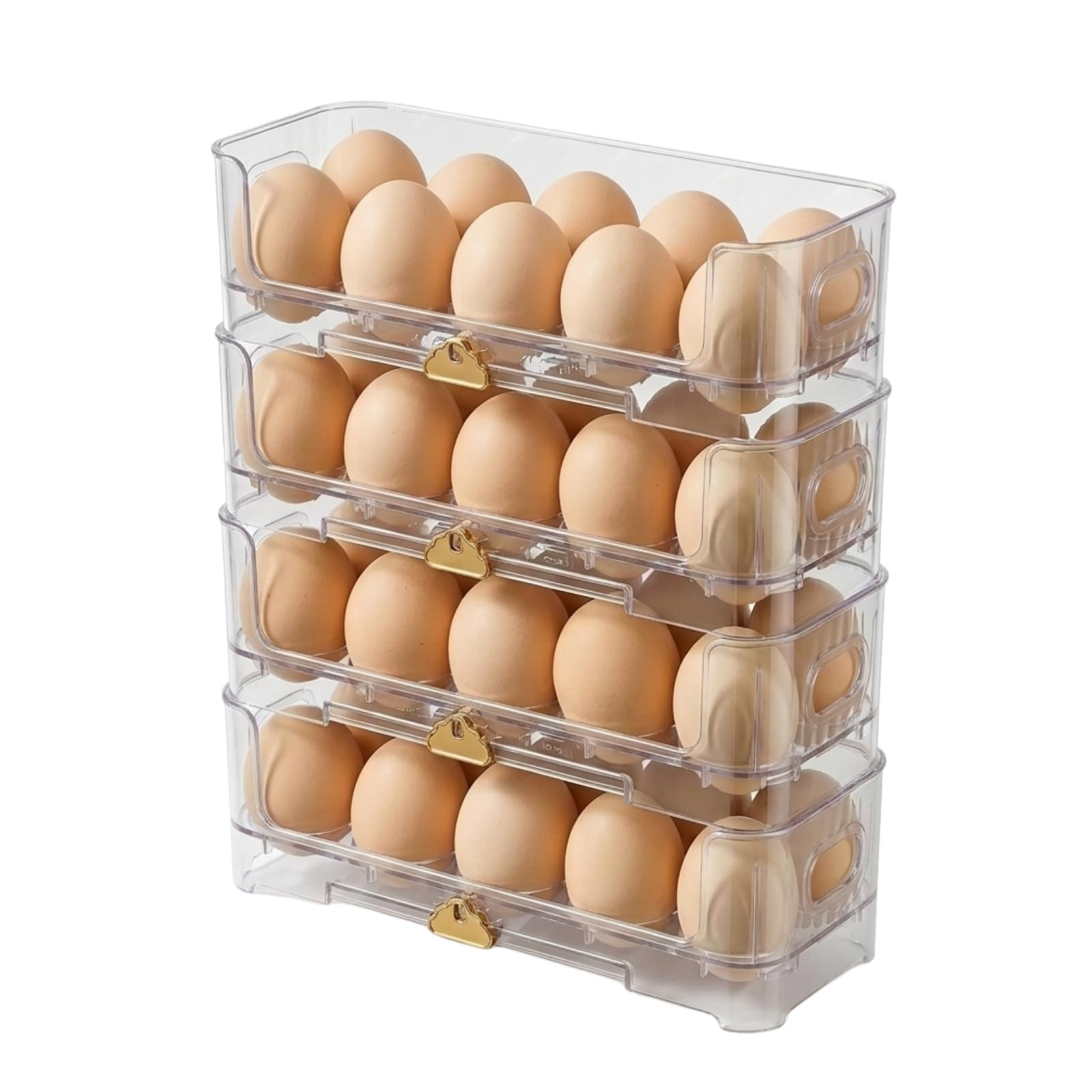 Stackable Egg Holder for Refrigerator Side Door, Slim 4-Tier Modular Egg Orga…