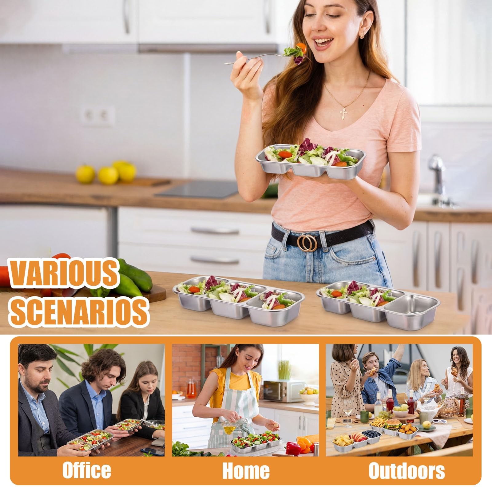 8 Sets Stainless Steel Snack Containers with Lids for Adults, 20 oz Reusable …