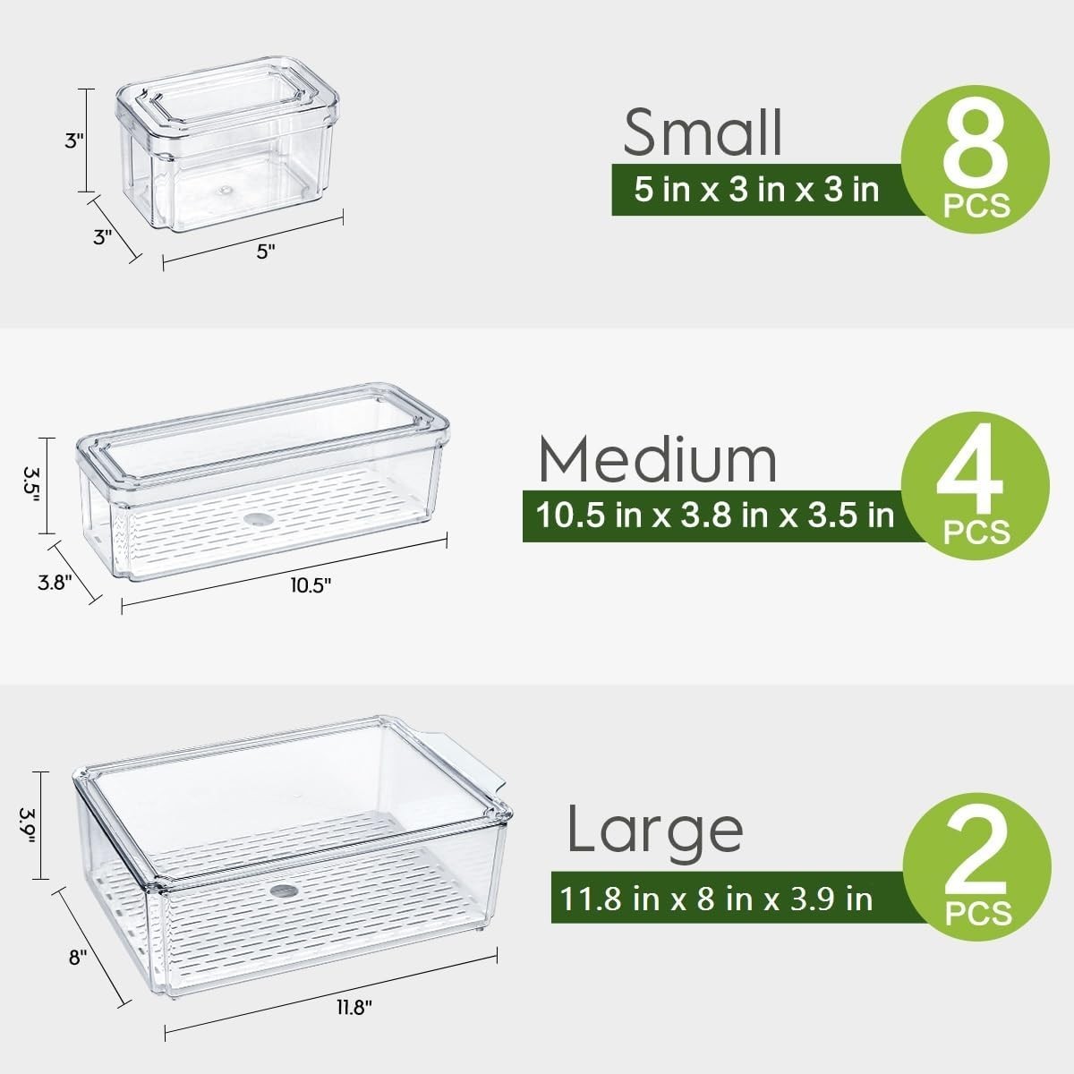 Refrigerator Organizer Bins 14 Pack Stackable Clear Storage Containers ZIJUND