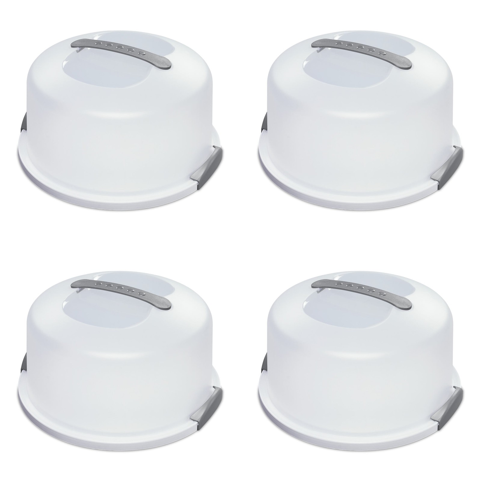 Cake Server Latching Lid W/ Handle Easy to Store Transport & Serve White 4 Count