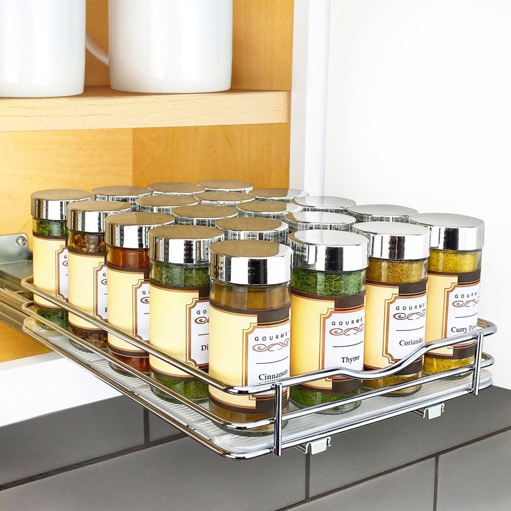 Lynk Professional 8″ Wide Slide Out Spice Rack Upper Cabinet Organizer