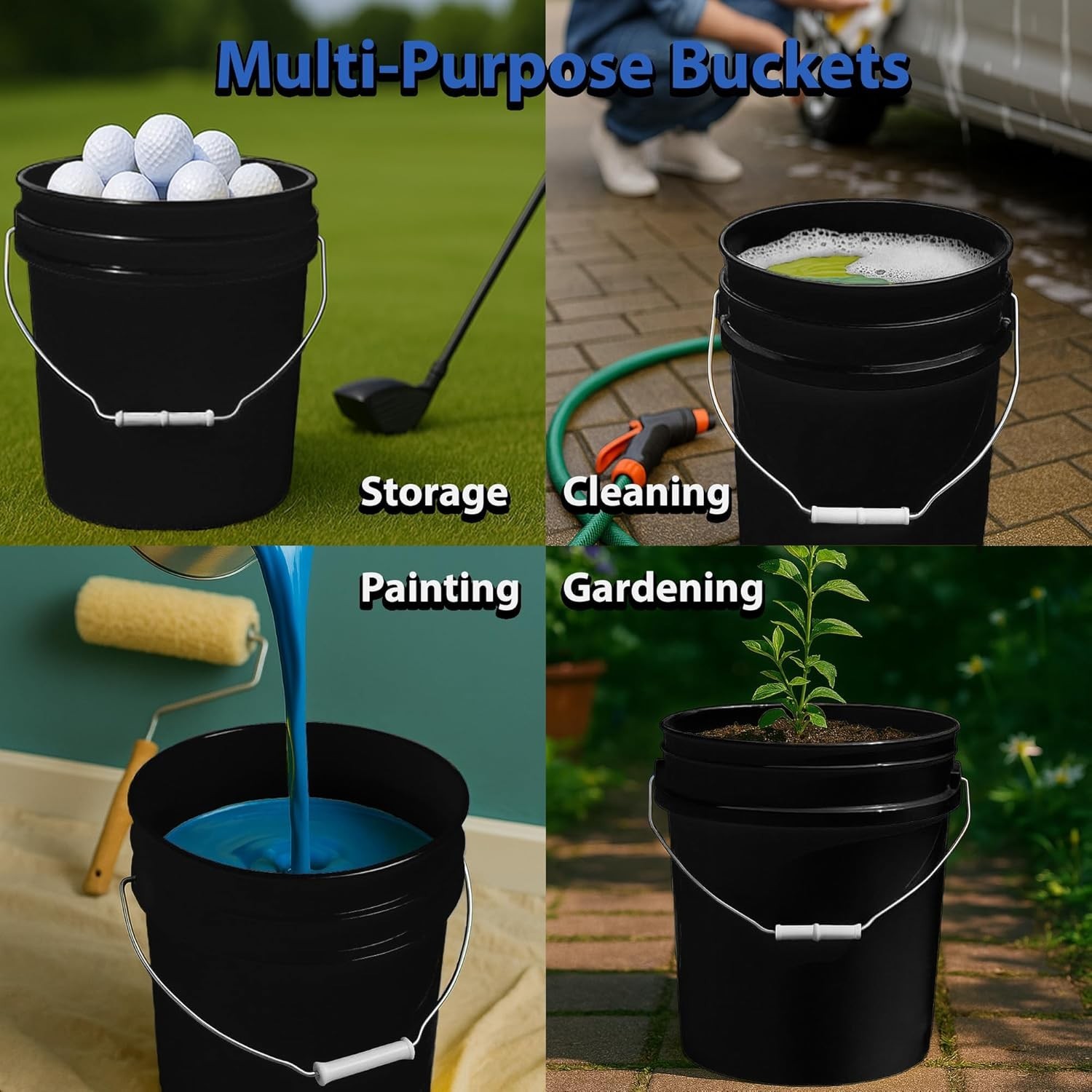 5 Gallon Bucket & Lid – 90 Mil All Purpose Pail – Made in The USA – Food Grade –