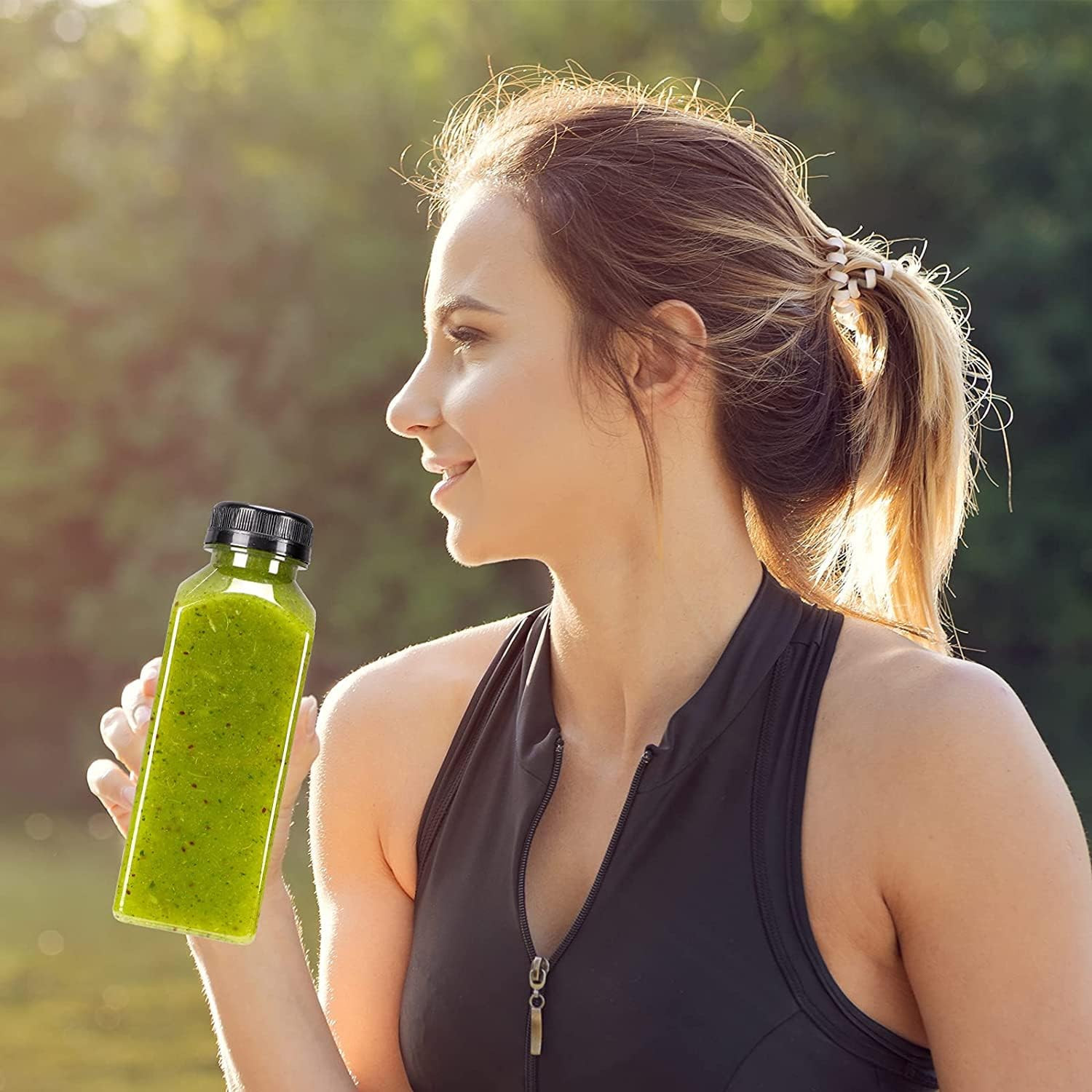36Pcs 12Oz Plastic Juice Bottles with Caps, Reusable Juicing Bottles, Clear Drin