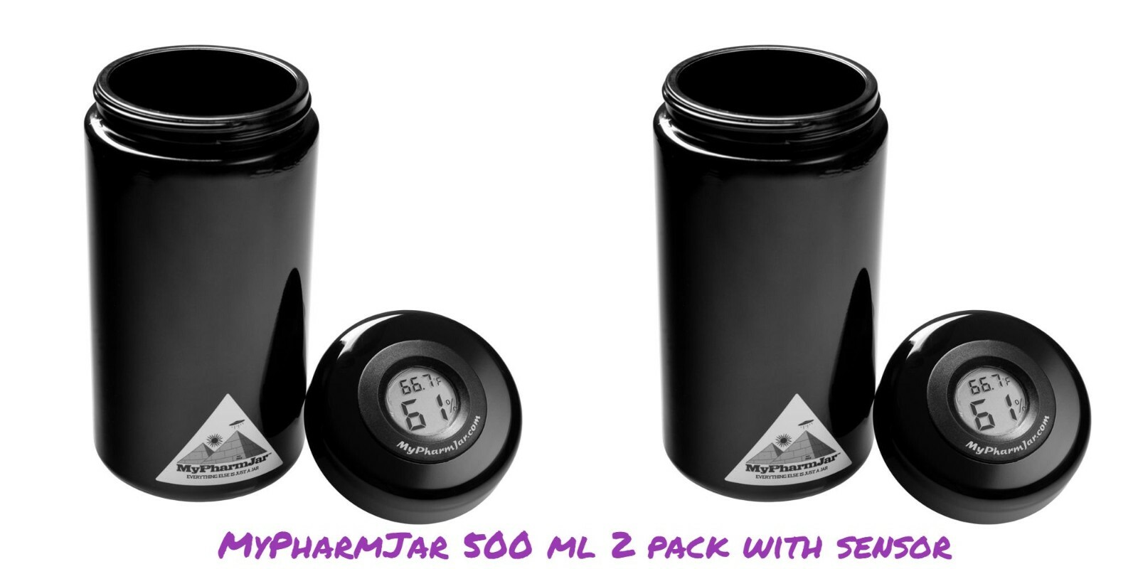 Miron glass airtight jar – 500ml digital temp/humidity sensor 2 Pack Biophotonic