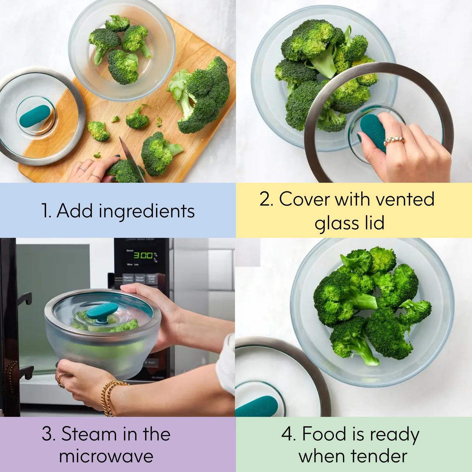 Anyday 7-Cup Glass Microwave Steamer for Vegetables – BPA-Free Glass Vegetabl…