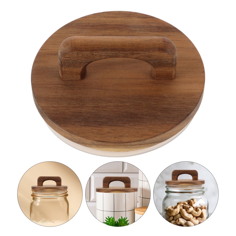 2 Pcs Storage Sealing Lid Canning Jar Lids Wide Mouth Regular Wood