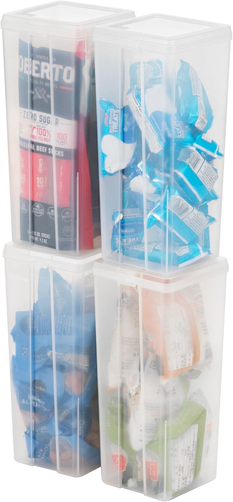 Vertical Plastic Flip Top Storage Containers Bins with Lids for Pantry, Home, Of