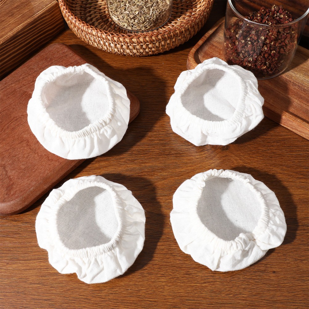 5 Pcs Stretchy Cloth Covers Cotton Jar Lid for Sourdough Starter Fermenting Jars