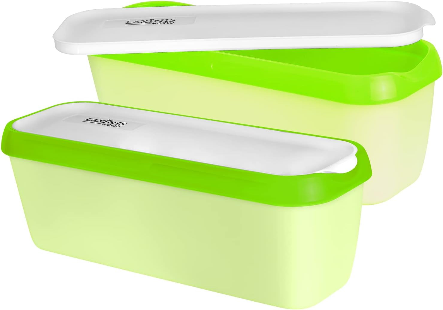 Ice Cream Containers – Pack of 2 Ice Cream Plastic Containers with Lids, 1.5 Qua