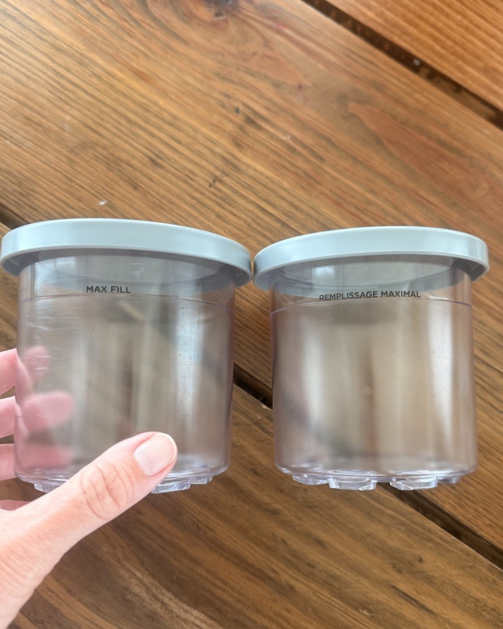 Ninja Round Plastic Storage Containers Set of 2, Clear/Gray Snap Lids Reusable