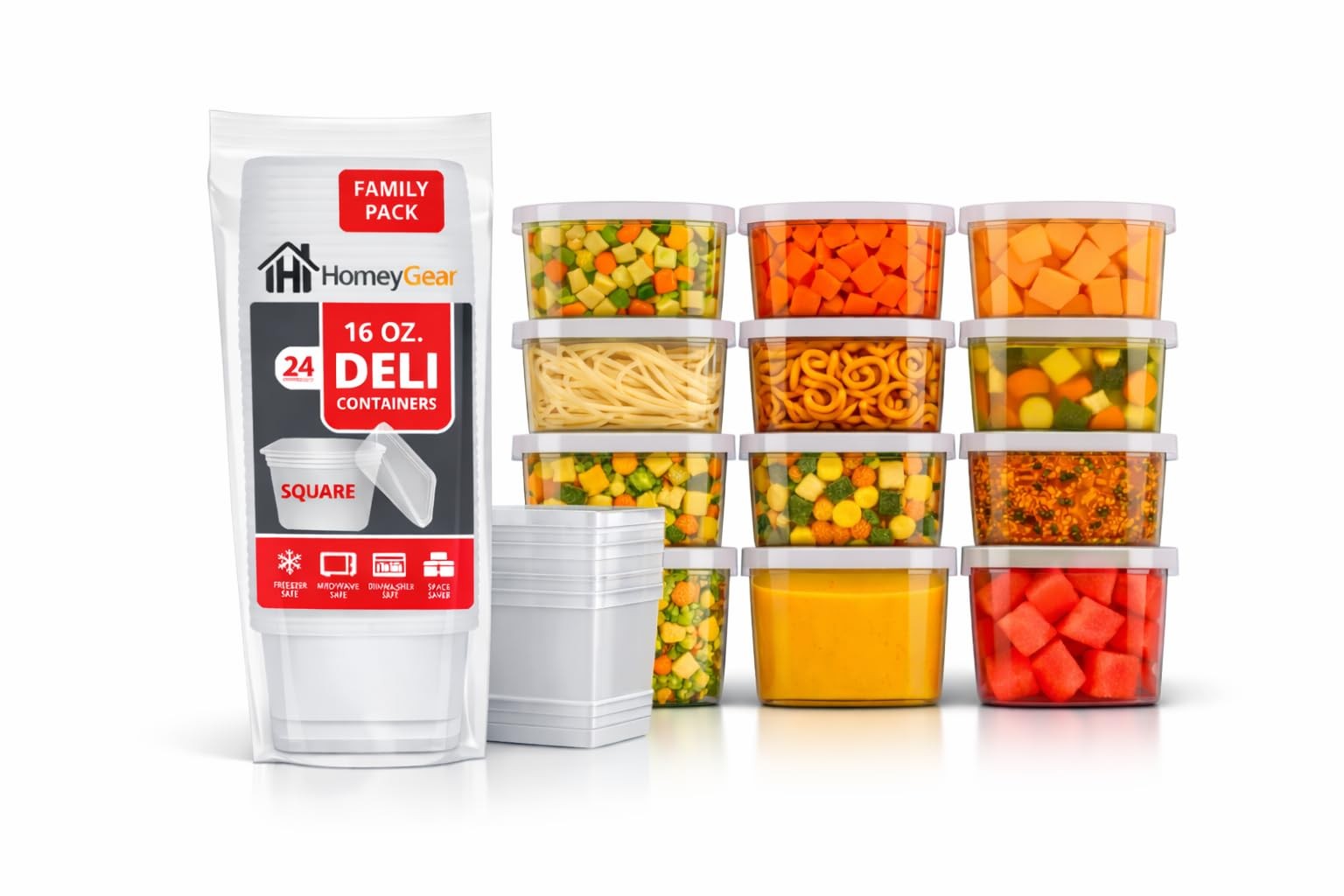 Square Deli Containers with Lids – Sturdy Leak-Resistant Food Storage for Sou…