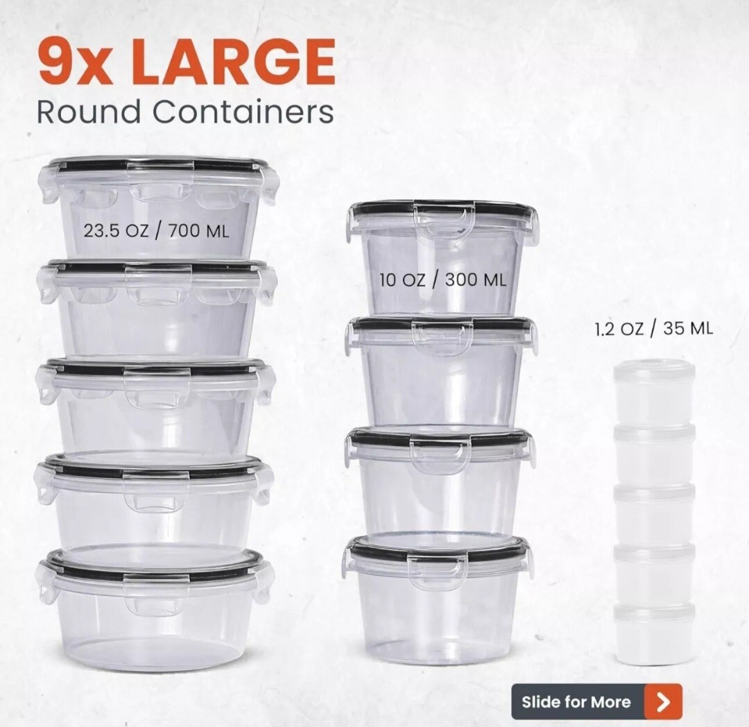 60-Piece Large Food Storage Containers Set Leakproof BPA-Free Plastic Snap Lid