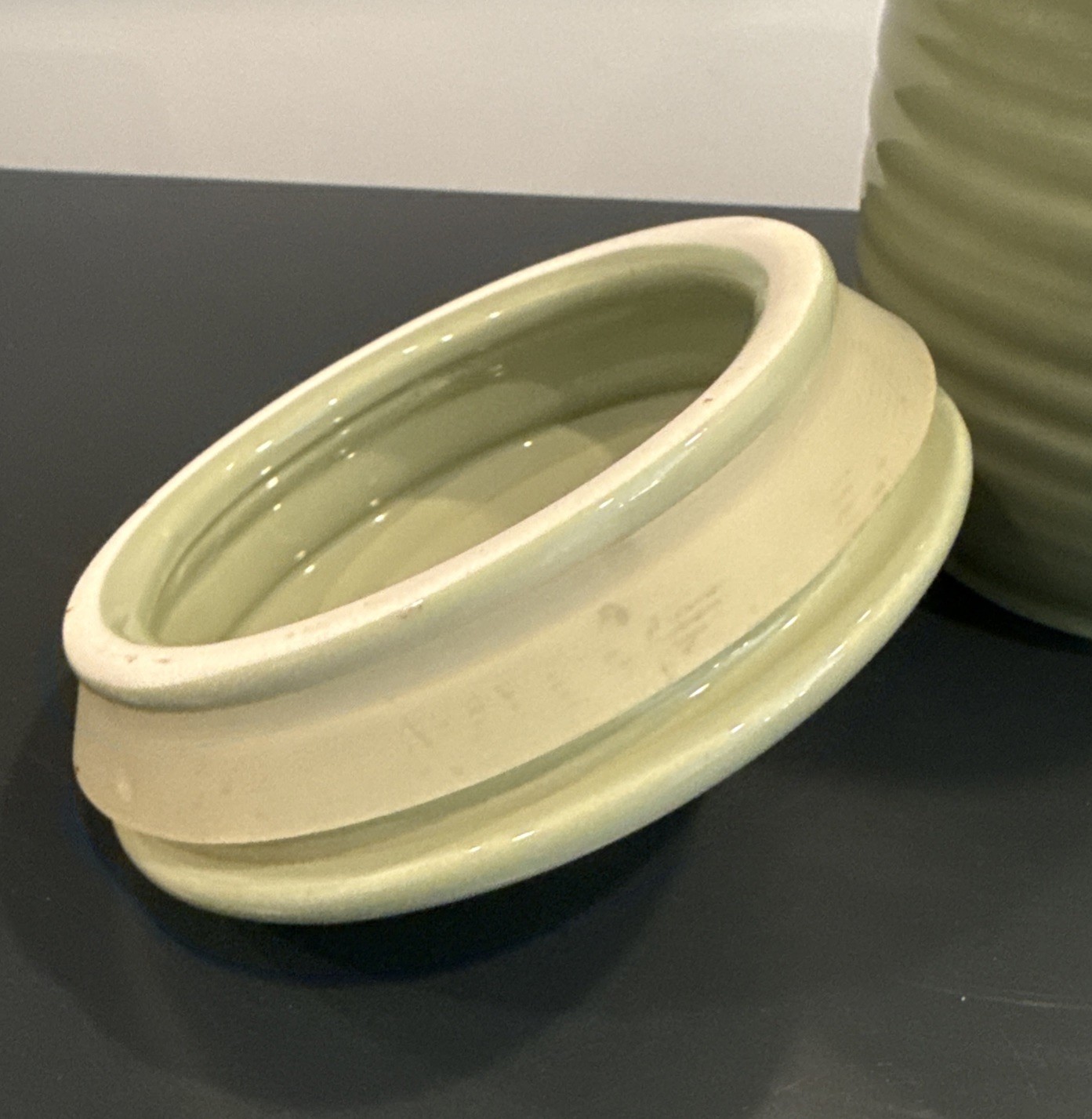 Fresh Territory Ceramic Canister Food Container Crock Sage Green 6.75” Tall