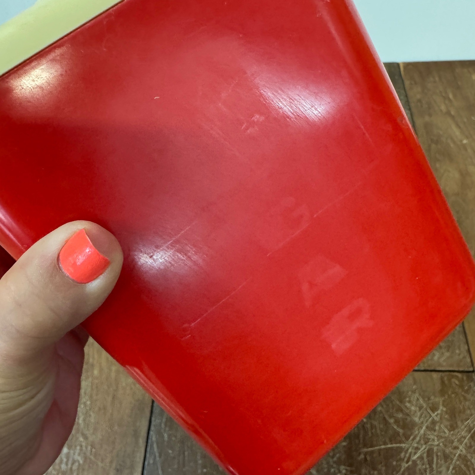 Vintage Retro Plastic Red White Cream SUGAR Canister