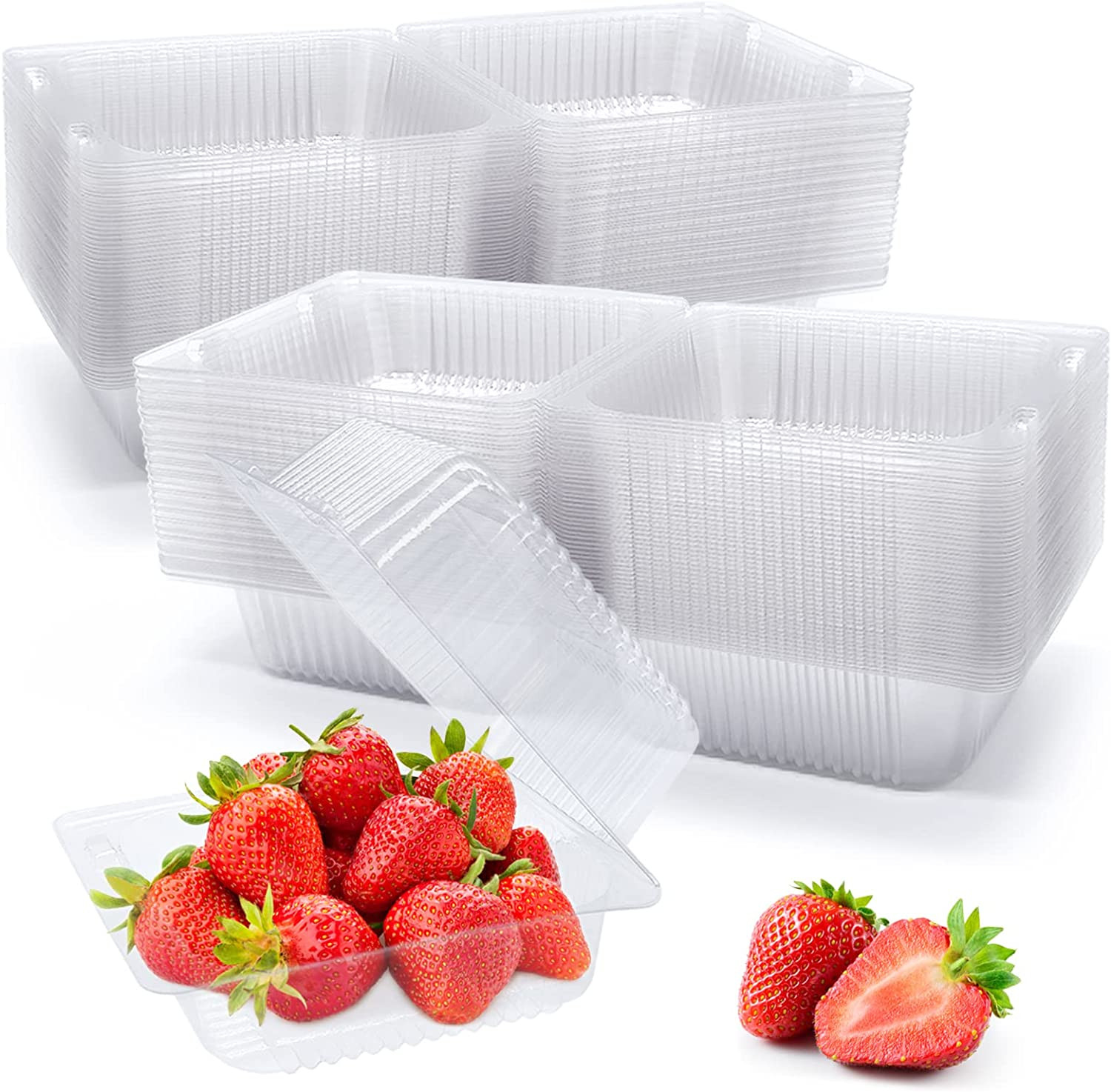 Envases Plasticos Transparentes 100Pzs con Tapa para Pasteles Sandwich Postres