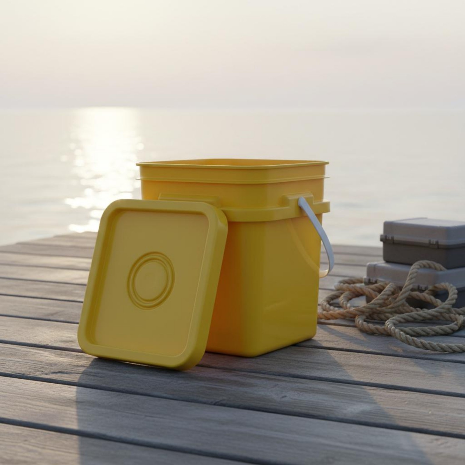 16L Square Pail Thickened Square Plastic Pail Balanced-Carry Grip Handle