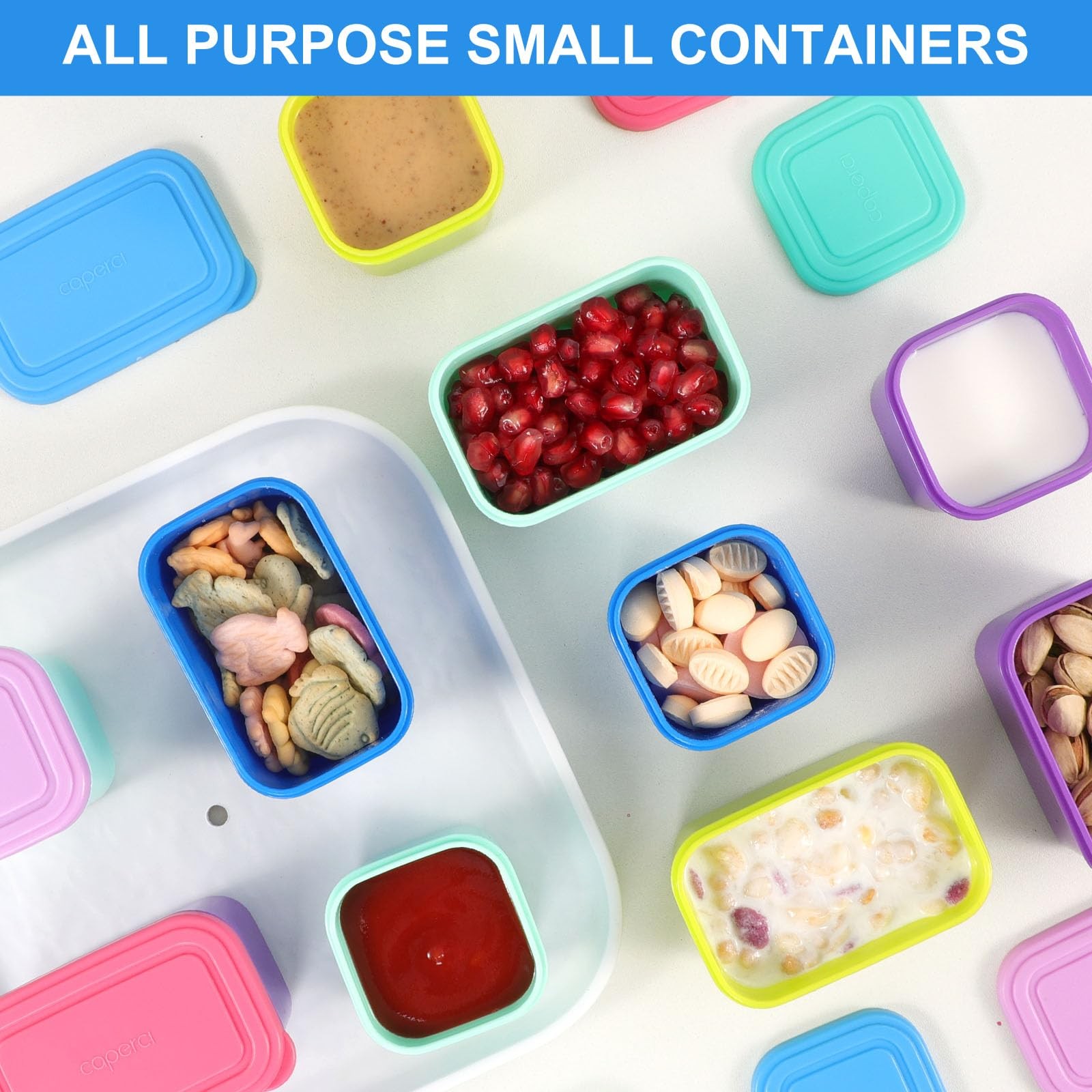Small Food Containers with Lids Set of 8, 4pcs 3oz & 4pcs 5oz Leakproof Stack…