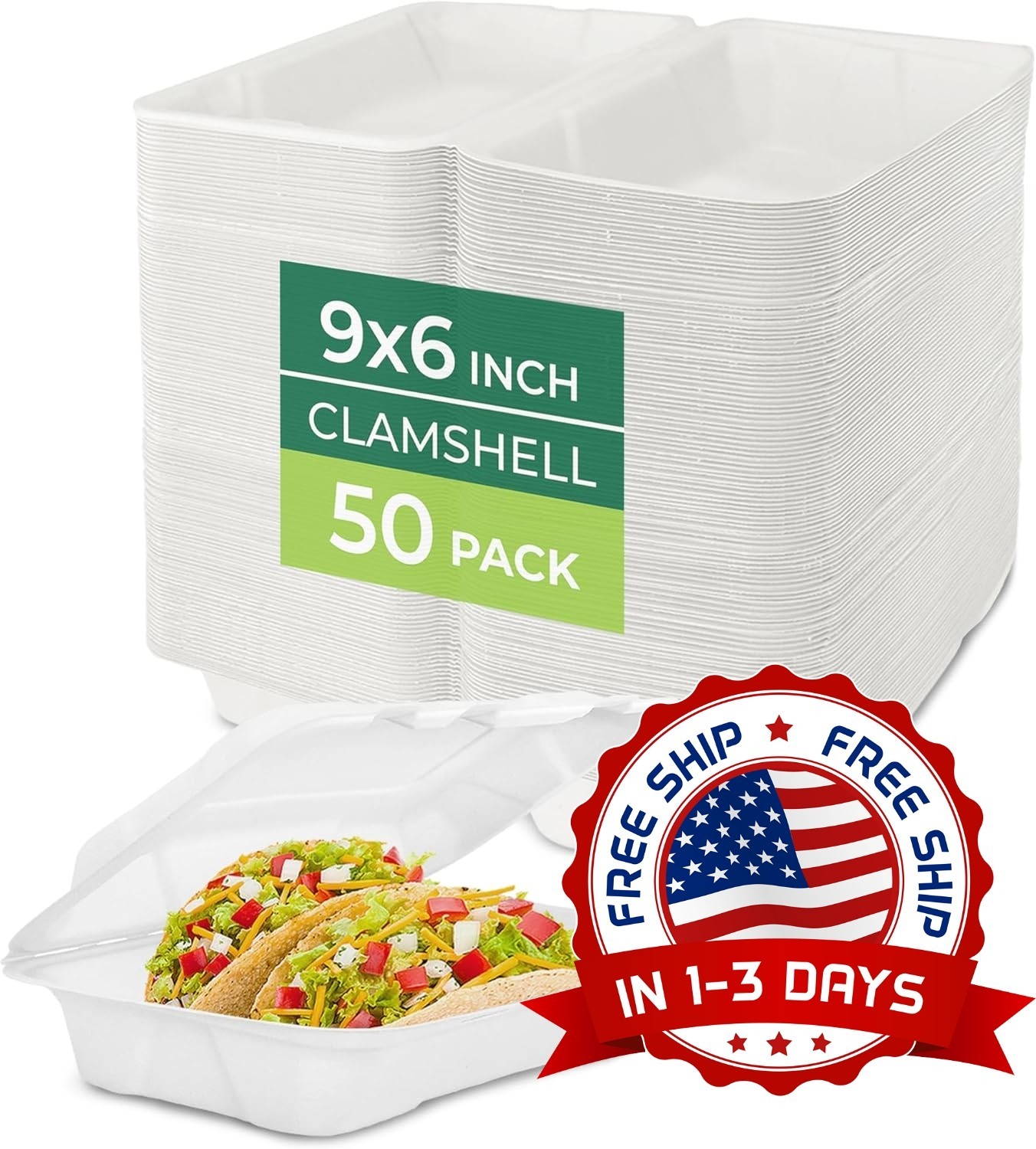 50 Contenedores 9X6 De Fiambrera Platos Desechables Con Tapa Para Vender Comida.
