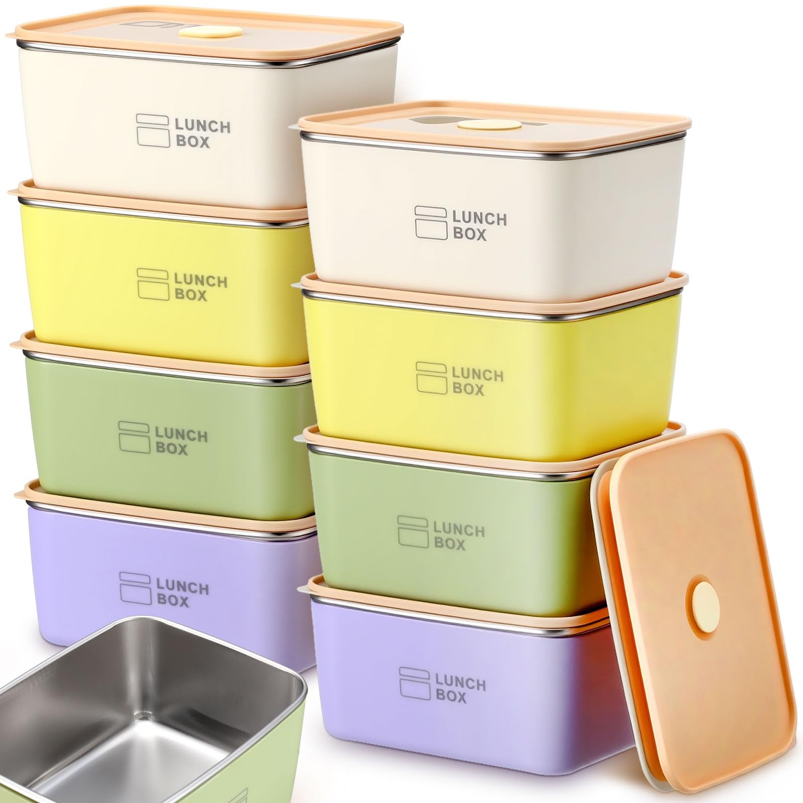 8 Pcs Stainless Steel Food Storage Containers with Lids 20 oz Metal Snack Con…