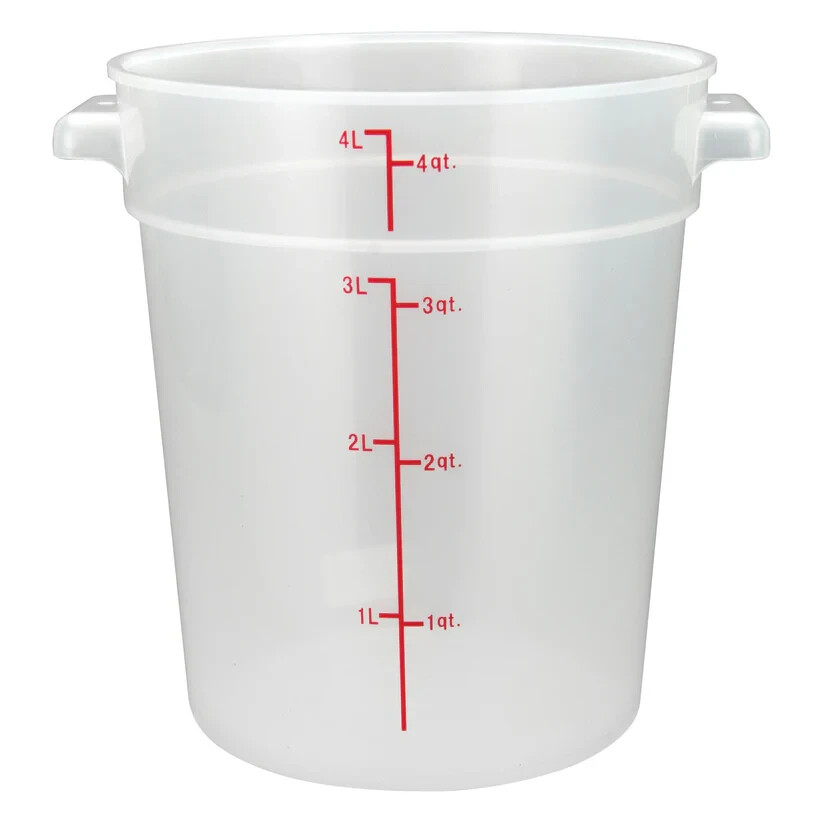 Winco PTRC-4 Storage Container, 4 Qt, 7.4′ Dia X 8.46′, Round, W/Graduation Mark