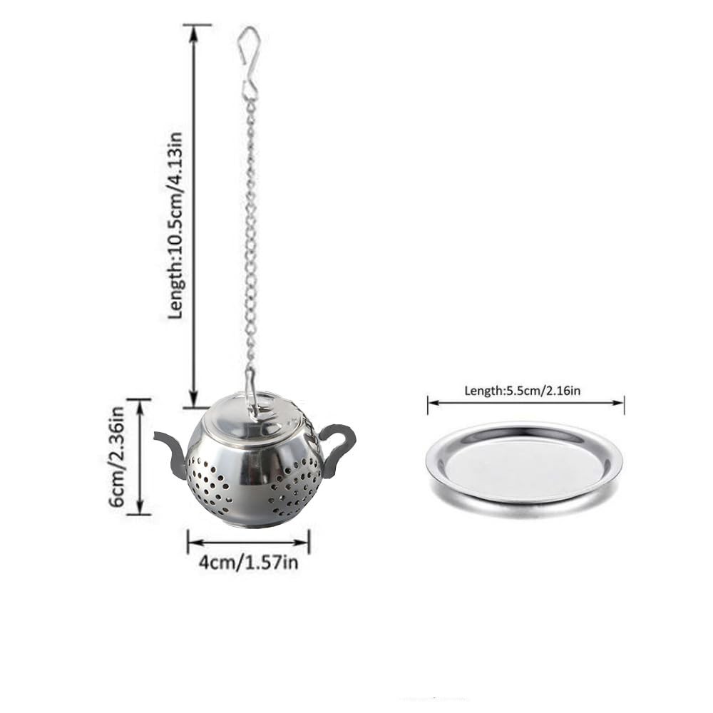 Tea Infusers for Loose Tea, 2 pack Cute Stainless Steel Teapot Shaped Silver